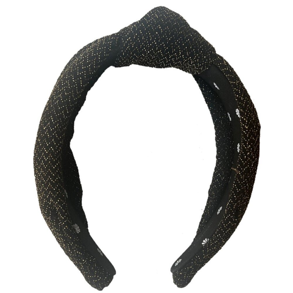 RARE Lele Sadoughi Black Gold Metallic Chevron Knotted Party Headband NWOT - Picture 5 of 6